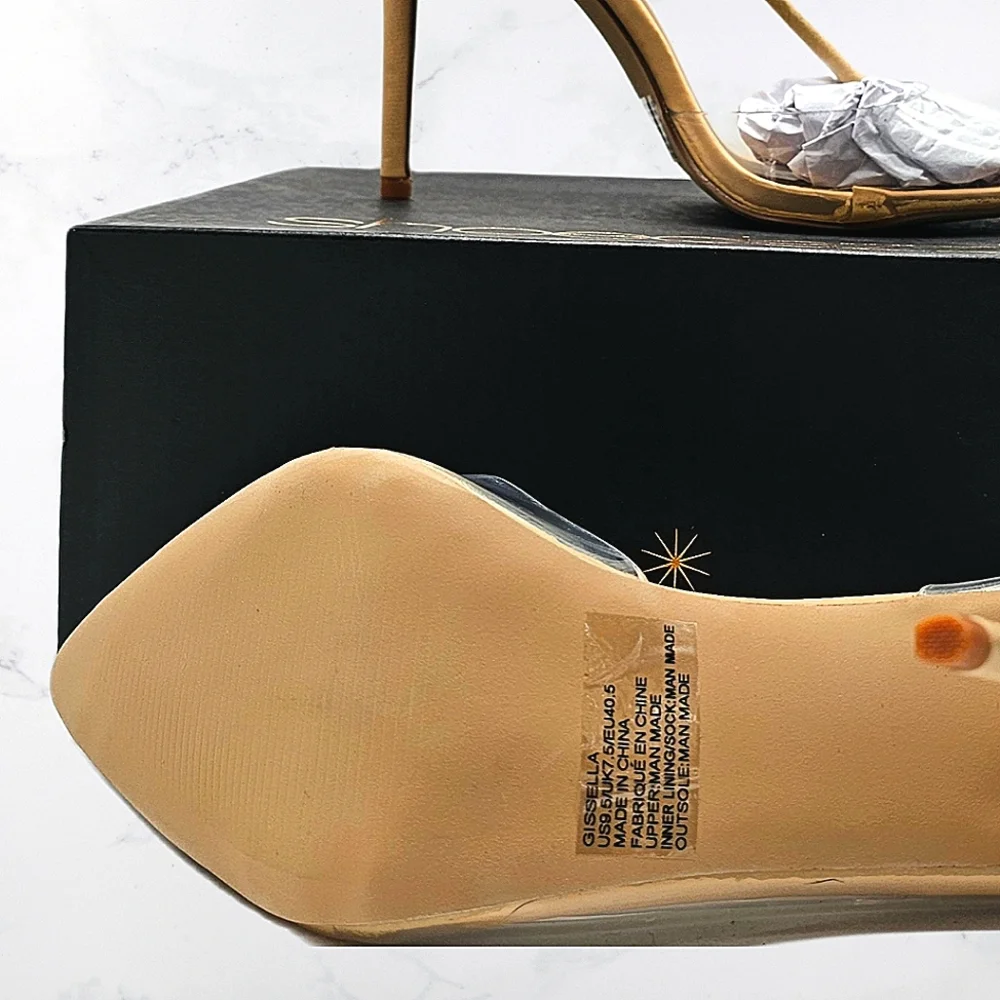 SHOE DAZZLE - Gissella - Clear Heels Ankle Strap Stiletto Pumps - Size 9.5 - Picture 3 of 12